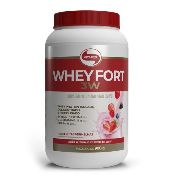 Whey Fort 3w 900g – Frutas Vermelhas – Vitafor