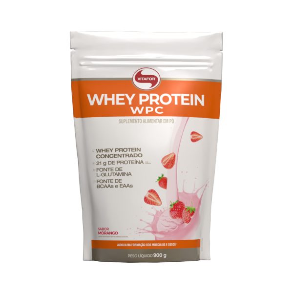 Whey Concentrado 900g - Morango - Vitafor